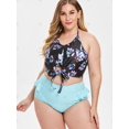 thumbnail image 2 of Tie Front Plus Size Impreso Tankini Set Rosegal Tankinis, 2 of 5