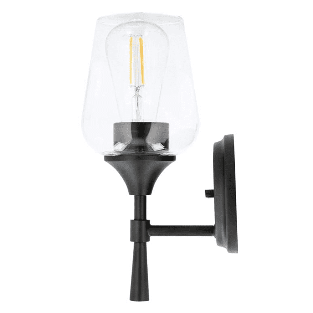 Sunset Black Vanity Light for Bathroom | Wall Mount Fixture for Over Mirror and Above Sink with Clear Glass Shades 1-Light F27011-31
