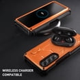 thumbnail image 4 of SaniMore for Samsung Galaxy Z Fold 3 Tempered Glass Screen Case, Rugged PC Case with Pen Holder Adjustable Kickstand Wireless Charging Shockproof Protective Case for Samsung Z Fold 3, Orange, 4 of 9