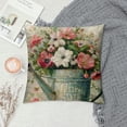 thumbnail image 2 of Vintage European Pink Flowers Cotton Linen Pillow Covers&nbsp;Sprinkled Kettle&nbsp;Plant Live Your Life Quote Words Throw Pillow Case Summer Home Sofa Couch Decor Cushion Cover, 2 of 5