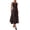 Brown, variant on sicmoss Women's Coffee Faux Leather Sleeveless Flowy Long Dress Elegant Party with Belt