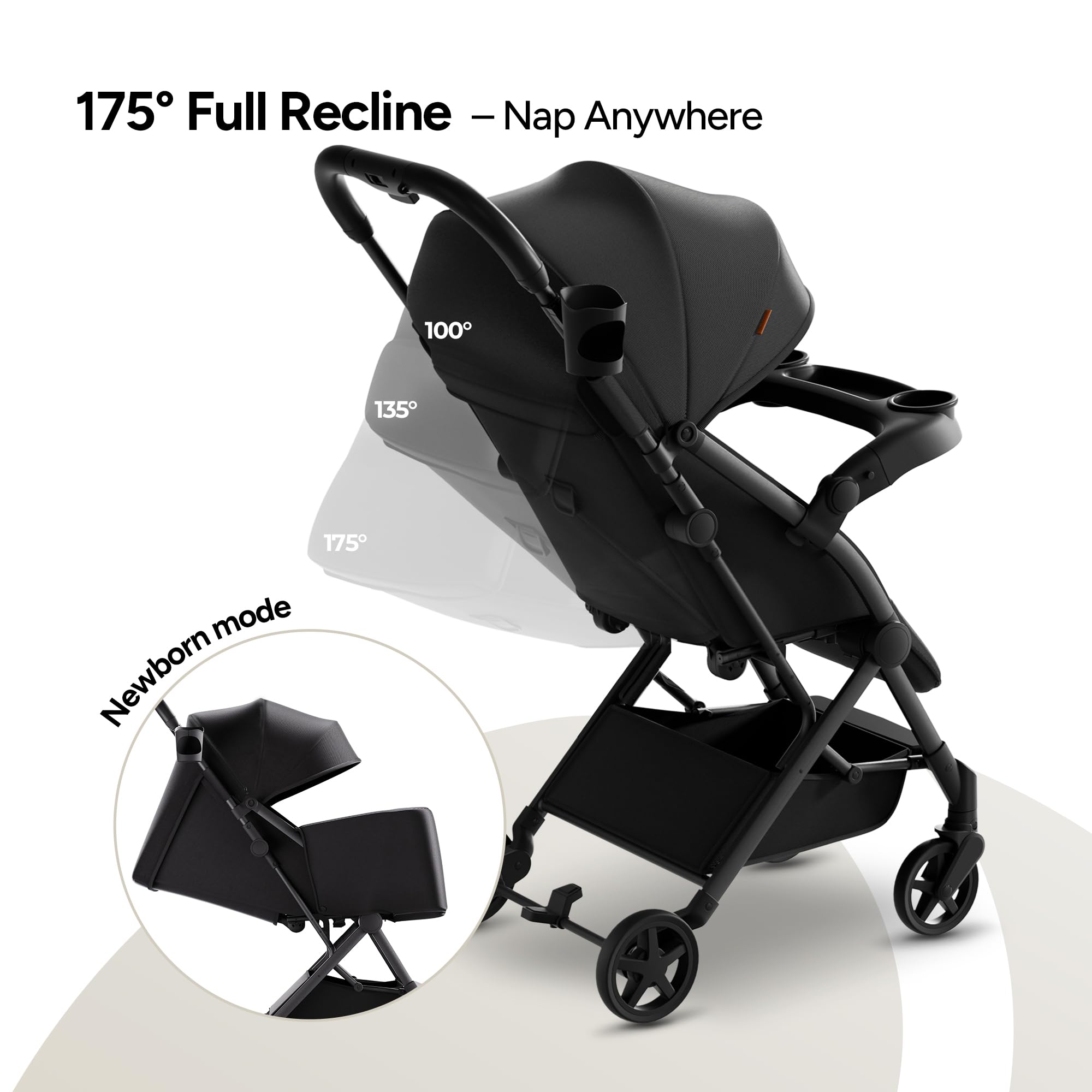 Mompush Lithe V2 Lightweight Stroller, Black, 17.3 LB photo 4