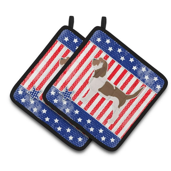 Carolines Treasures BB3290PTHD Patriotic Grand Basset Griffon Vendeen Pair of Pot Holders , 7.5HX7.5W, multicolor