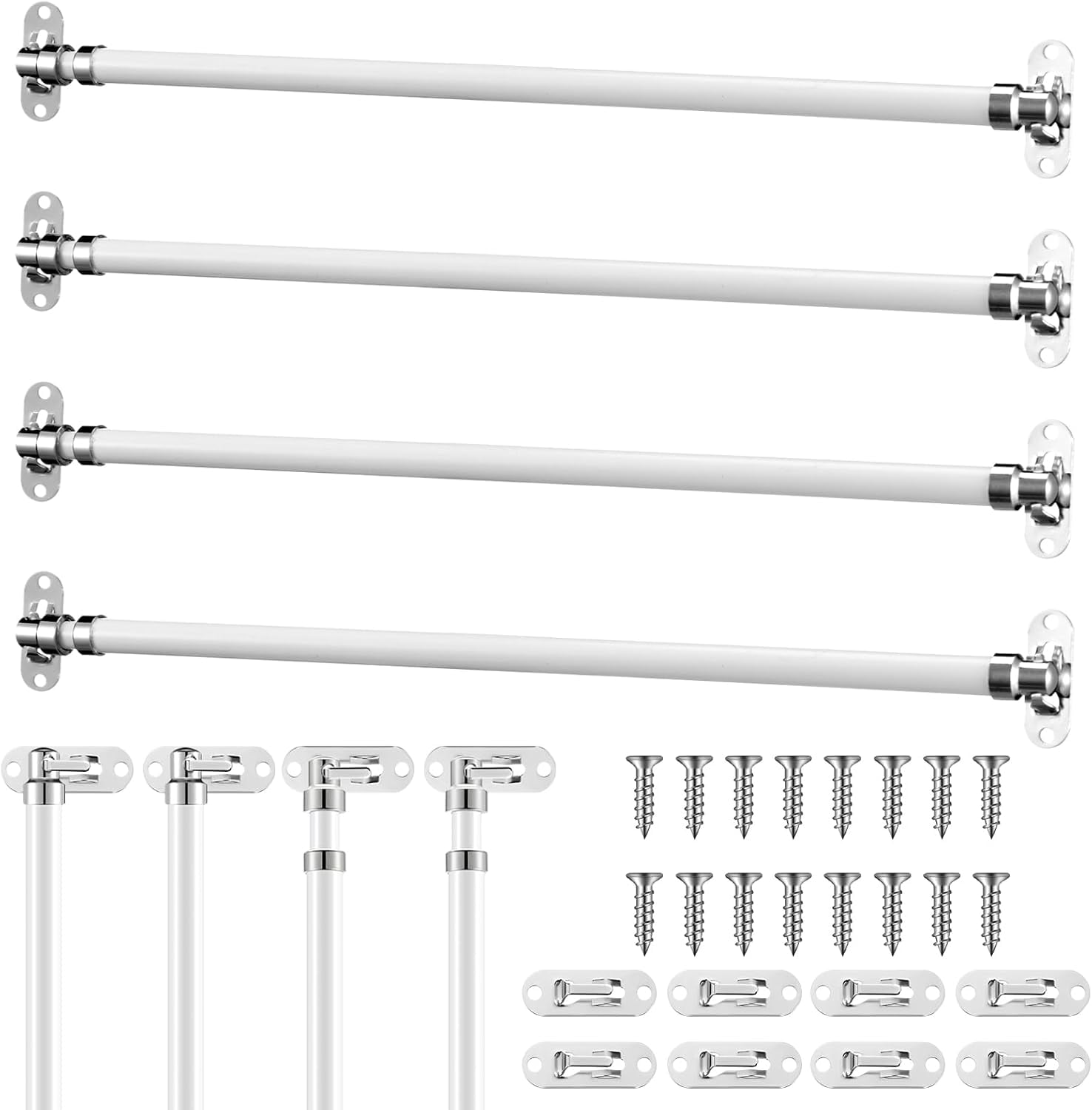 TT-4 Pcs Door Curtain Rod Set Swivel Sash Curtain Rods French Door Curtain Rods Set for Windows and Sidelights(21-38 Inch)