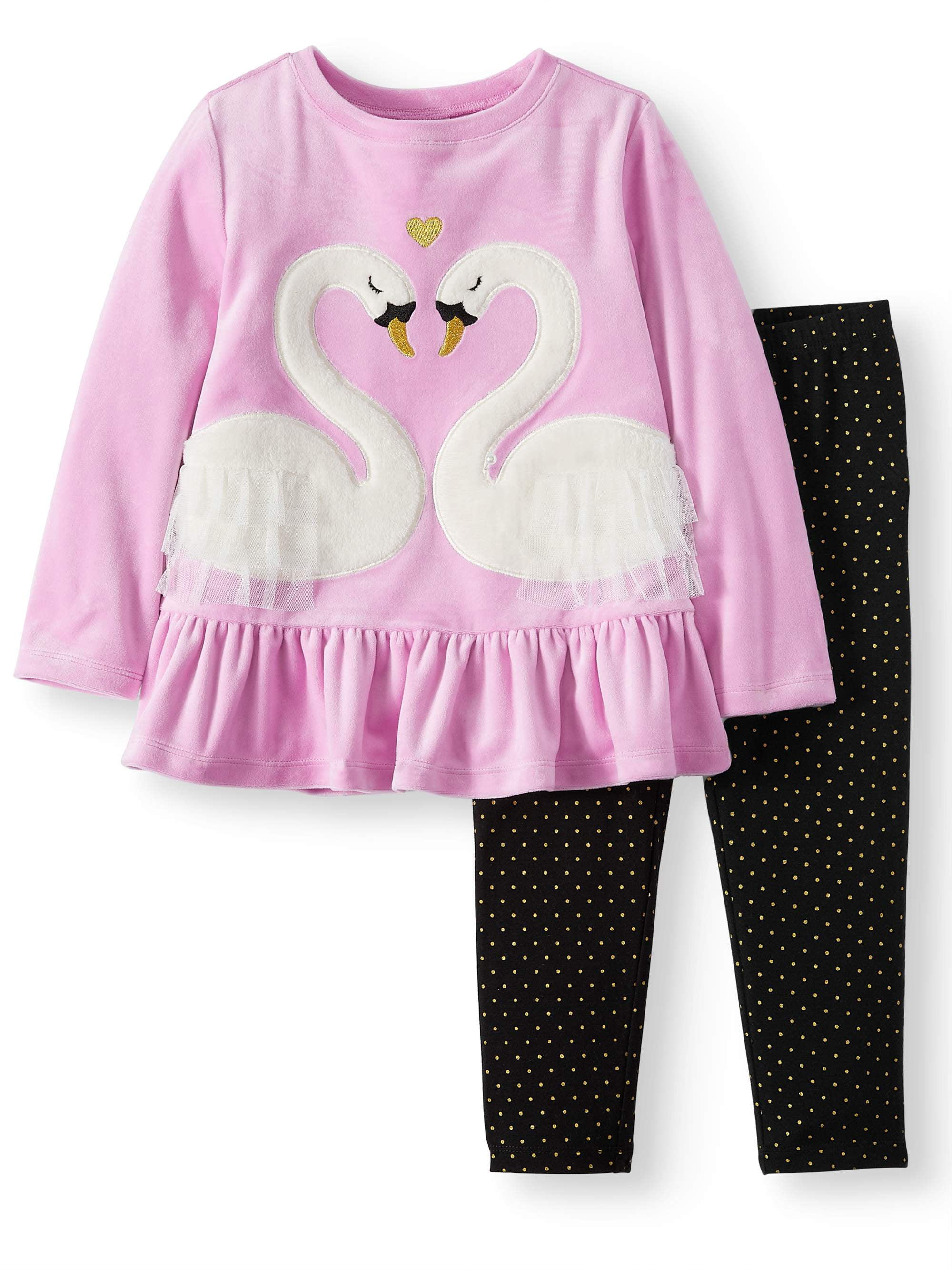 Long Sleeve Ruffle Peplum Top & Leggings, 2Piece Outfit Set (Toddler