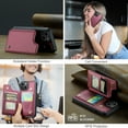 thumbnail image 3 of Mantto Case for iPhone 15 Plus with Card Holder, Retro PU Leather RFID Blocking Credit Card Slots Double Magnetic Clasp Flip Kickstand Shockproof Phone Cover for iPhone 15 Plus,Winered, 3 of 9