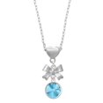 thumbnail image 1 of Delight Jewelry 12mm Crystal Rivoli - Hot Blue Silver tone Bow Heart Necklace, 1 of 4