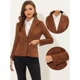 thumbnail image 2 of Chaqueta de oficina de trabajo de manga larga con cuello de solapa y ante sintético para mujer Caramelo M, 2 of 4