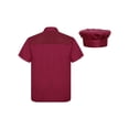 thumbnail image 2 of TiaoBug Mens Womens Short Sleeve Chef Coat Kitchen Hotel Uniform Shirts Cook Jacket with Hat Restaurant Workwear Red-B XL, 2 of 7