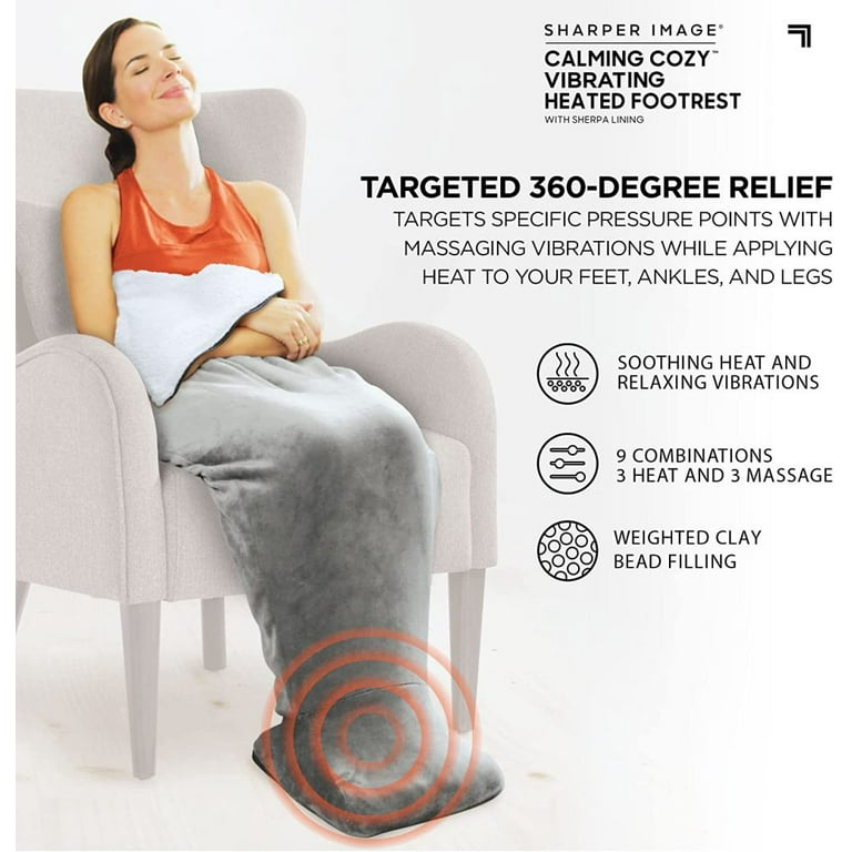 Calming Cozy by Sharper Image Personal Sherpa Wrap with Electric Heating  Massaging Vibrating Foot Bed, 3 Heat u0026 3 Massage Settings for 9 Relaxing  Combinations - Walmart.com