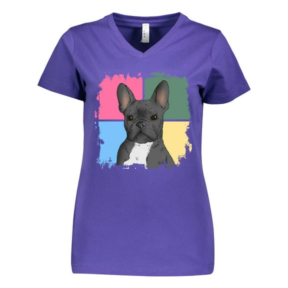 Inktastic Blue French Bull Dog Women's V-Neck T-Shirt