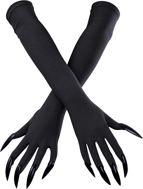 Halloween Claw Gloves with Long Fake Nails for Costume Parties and Stage Performances