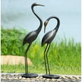 thumbnail image 2 of Crane Pair Antique Bronze Metal Garden Sculpture, 2 of 3