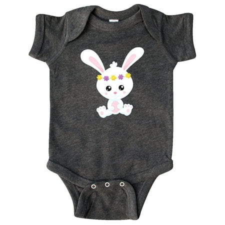

Inktastic Cute Bunny White Bunny Bunny With Flower Wreath Gift Baby Girl Bodysuit
