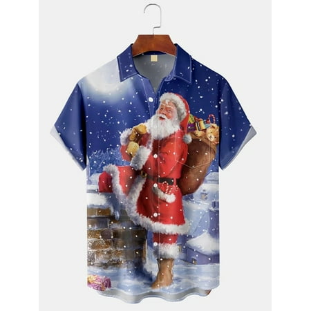 

MLFU Santa Claus Gift Chest Pocket Short Sleeve Shirt