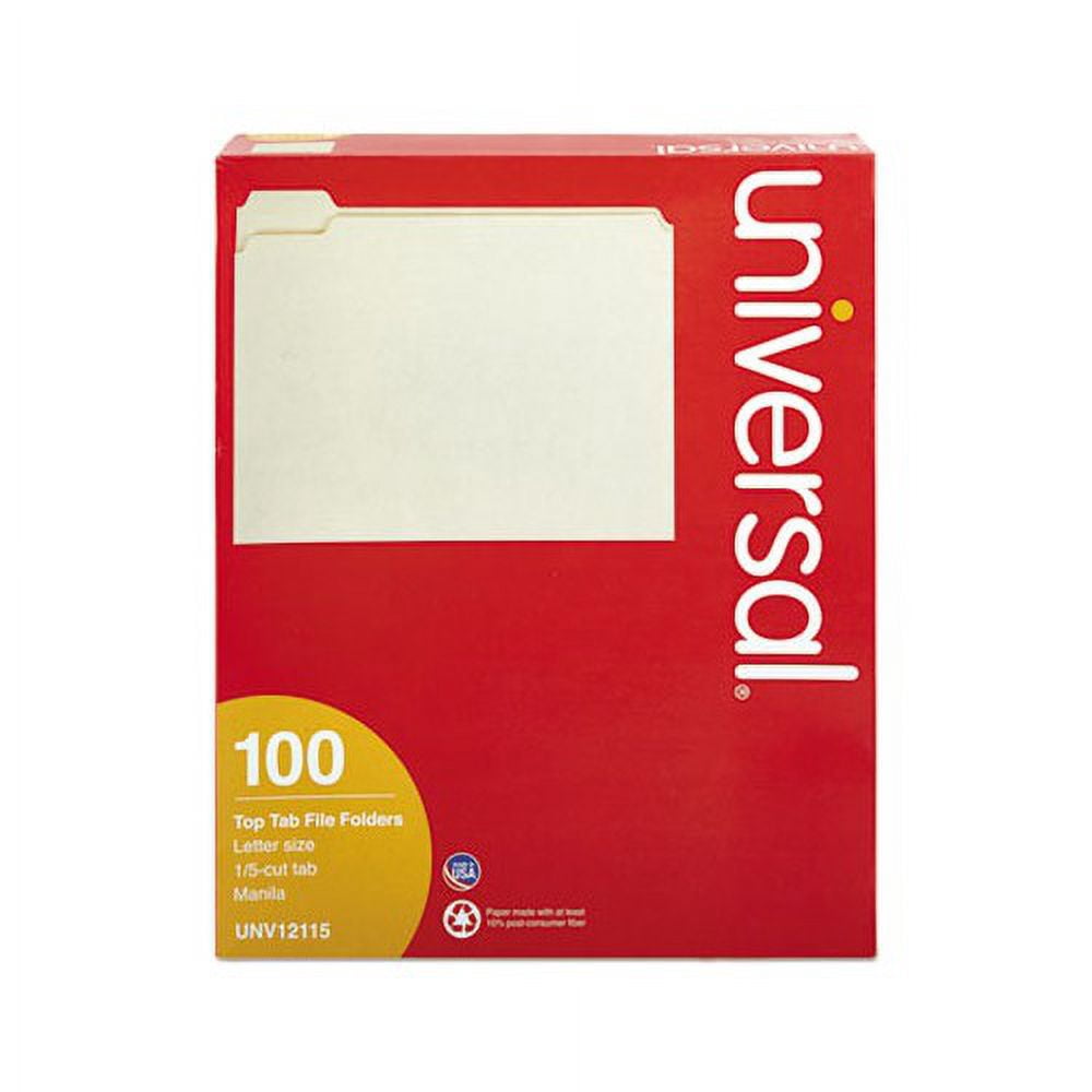 Top Tab Manila File Folders 1/5-Cut Tabs, Assorted Positions, Letter Size, 11 pt. Manila, 100/Box