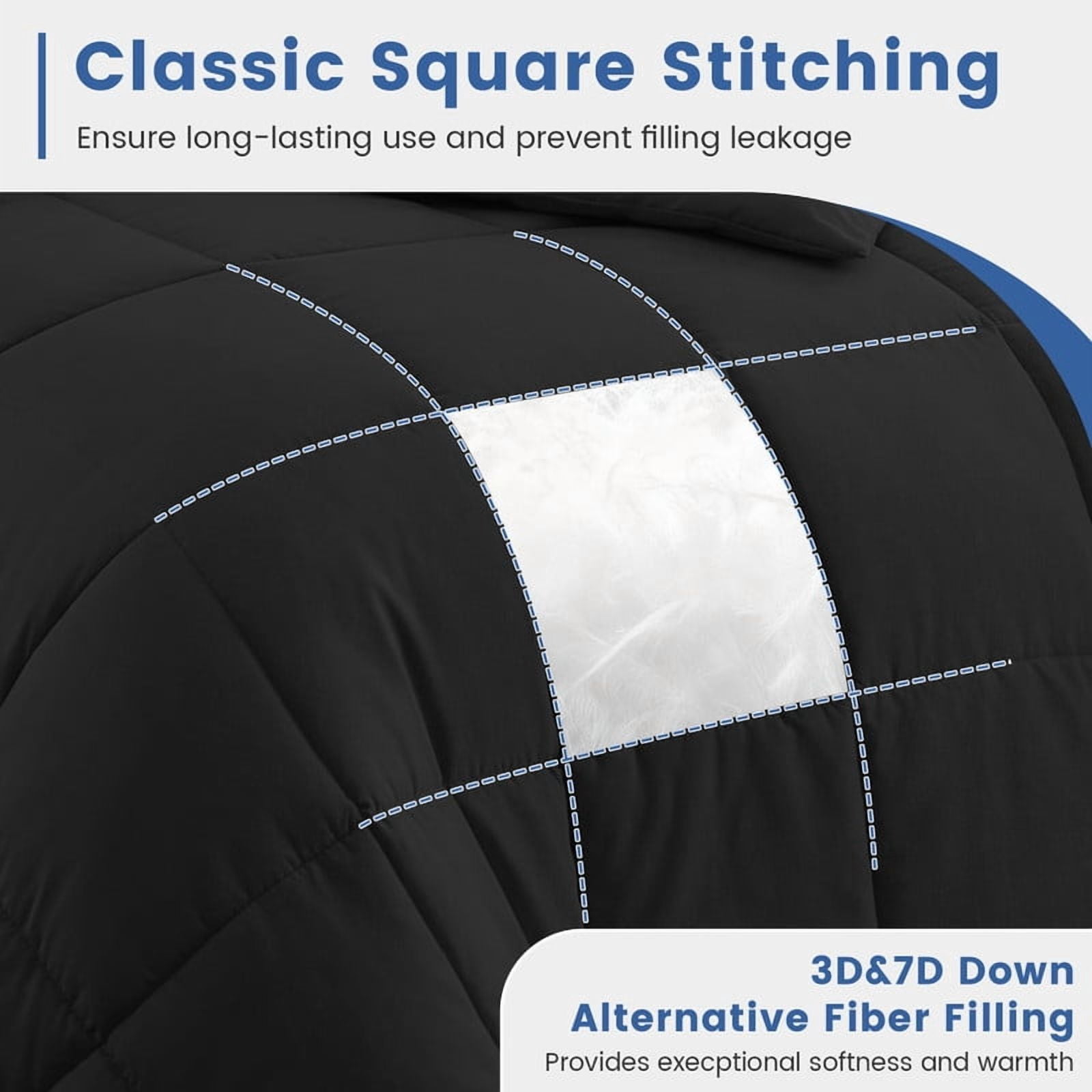 Bedding Comforter Down Alternative California King Size, Cooling Duvet Insert with Corner Tabs and Box Stitched, Lightweight Bedding Quilted Comforter for All Season, Black