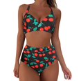thumbnail image 1 of IDALL Bikini Sets Bathing Suit Fashionable Lady Bikini Printed Quick Drying Split Swimsuit Two Swimsuit Bathing With Chest Pad No Steel Ring High Waisted Bikini Sets Womens Swimwear Watermelon Red S, 1 of 5