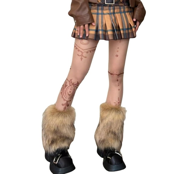 Douhoow Women Faux Fur Leg Warmers Winter Warm Socks Fuzzy Long Boot Cuffs Covers