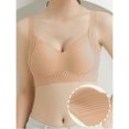 thumbnail image 2 of Women's 1-Pack Seamless Sports Bra, Wireless No Underwire Bras, Wirefree Pullover Bra, Soft Support Gathered Back, Breathable Comfort, Ladies Daily Yoga Bra | TruBelle,Khaki 2XL, 2 of 6