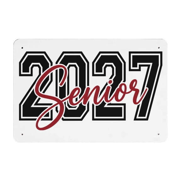 Officially a Senior My Last First Day Class of 2027 Tin Sign - Teen Girl Bedroom Wall Decor, High School Back to School Photo Prop, Retro Pink School Signs Outdoors