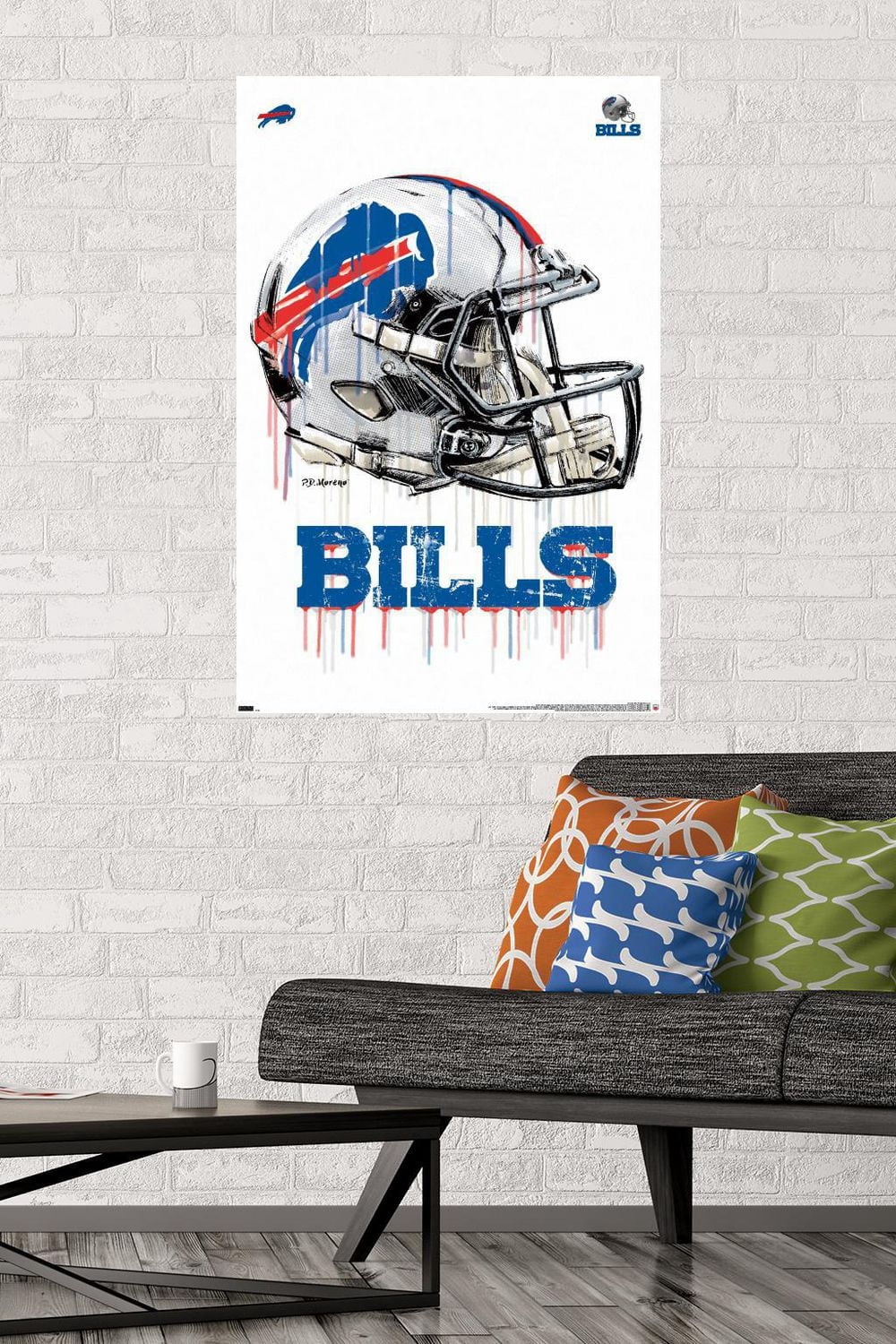NFL Buffalo Bills - Drip Helmet 20 Wall Poster with Magnetic Frame