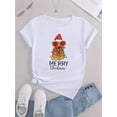 thumbnail image 2 of Women's Festive Christmas Chicken Graphic Tee - Casual & Sporty Round Neck Short Sleeve, Comfortable Polyester Blend Summer Top with "Merry Christmas" Print, Machine Washable, 2 of 6