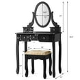thumbnail image 3 of Topbuy Vanity Table Set w/ 360° Rotating Oval Mirror & Drawers Black, 3 of 10
