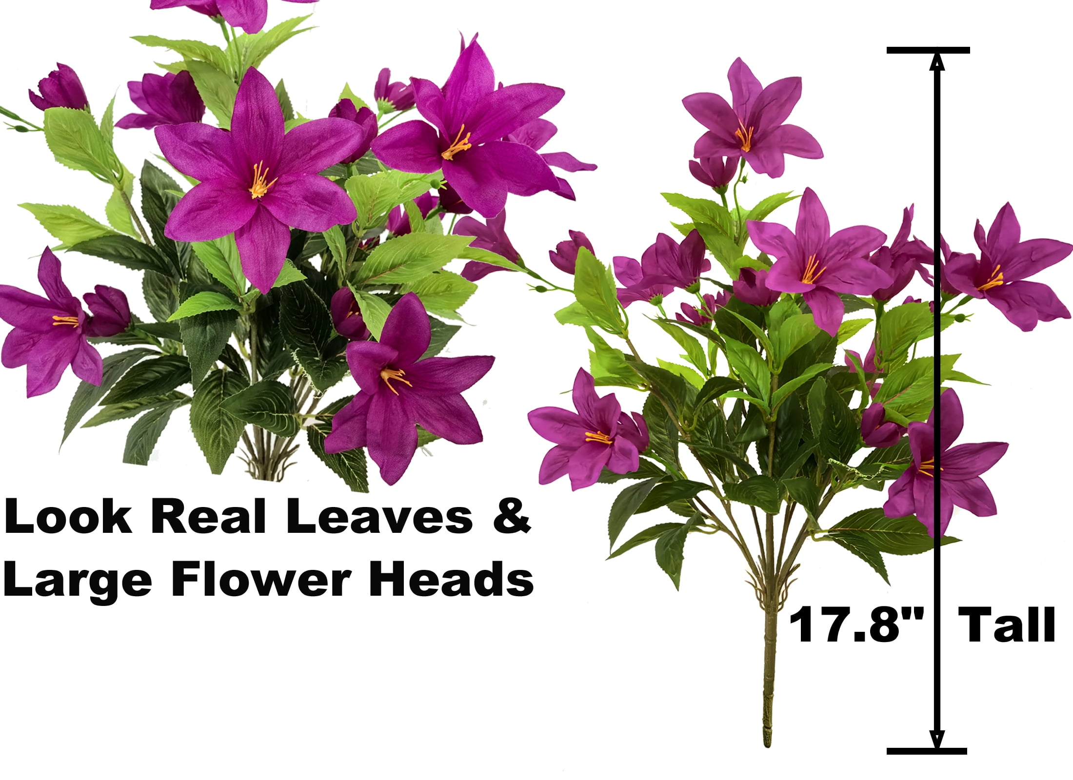4 Large Bundles  Artificial Flowers for Outdoors Realistic Fake Azalea, Fake Plants UV Resistant Spring Summer Decor, Artificial Faux Plants Outdoor Flowers No Fade for Porch Garden Window Box