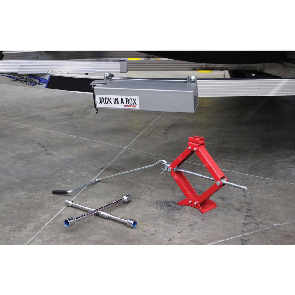 Extreme Max Jack In A Box TrailerMounted Emergency Jack and Lug Wrench