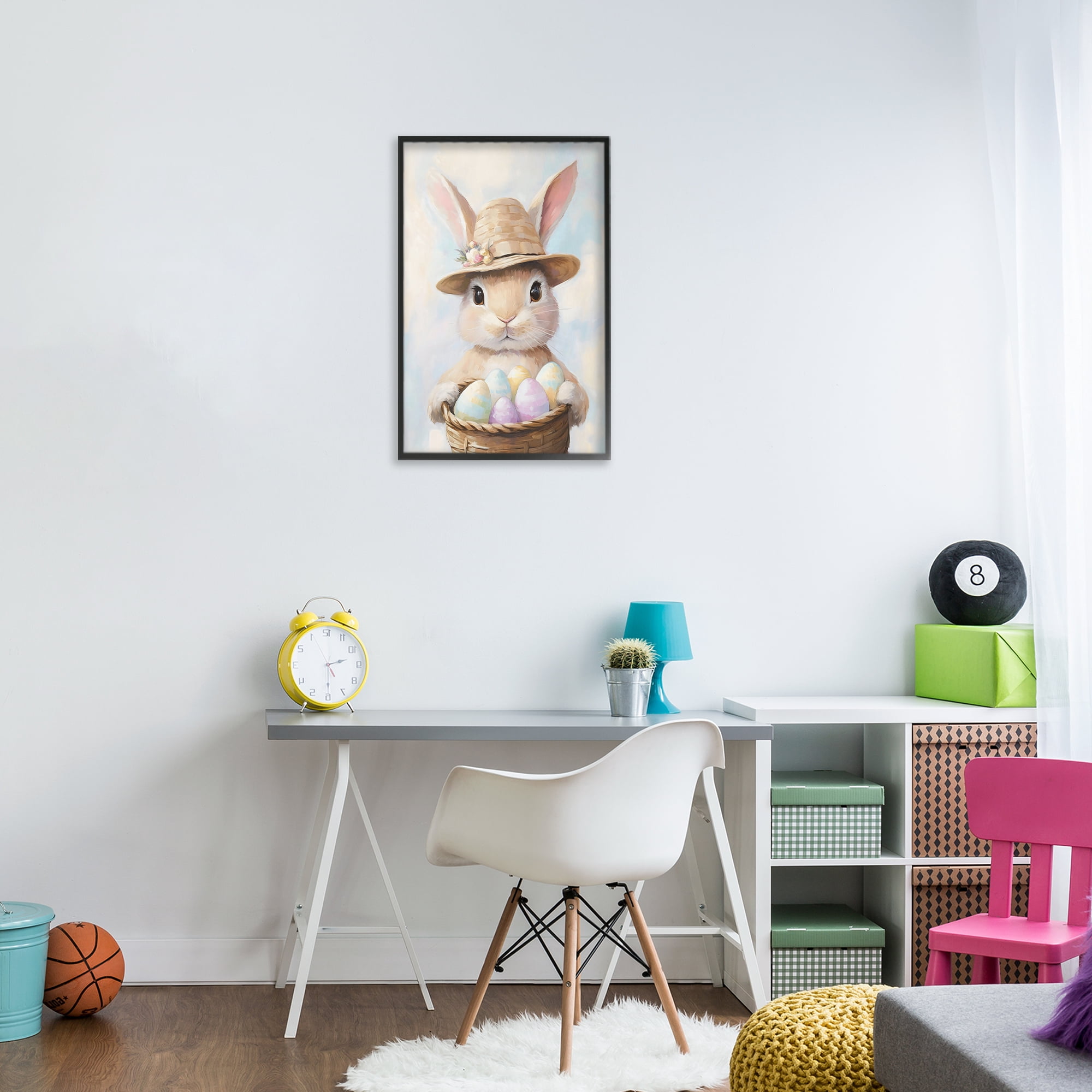 Stupell Industries Bunny with Easter Egg Basket Black Framed Giclee Art, design by The Prints Vibe