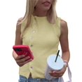 thumbnail image 1 of Gupgi Women's Knit Tank Tops Solid Color Sleeveless Round Neck Front Button Slim Sweater Vest, 1 of 9