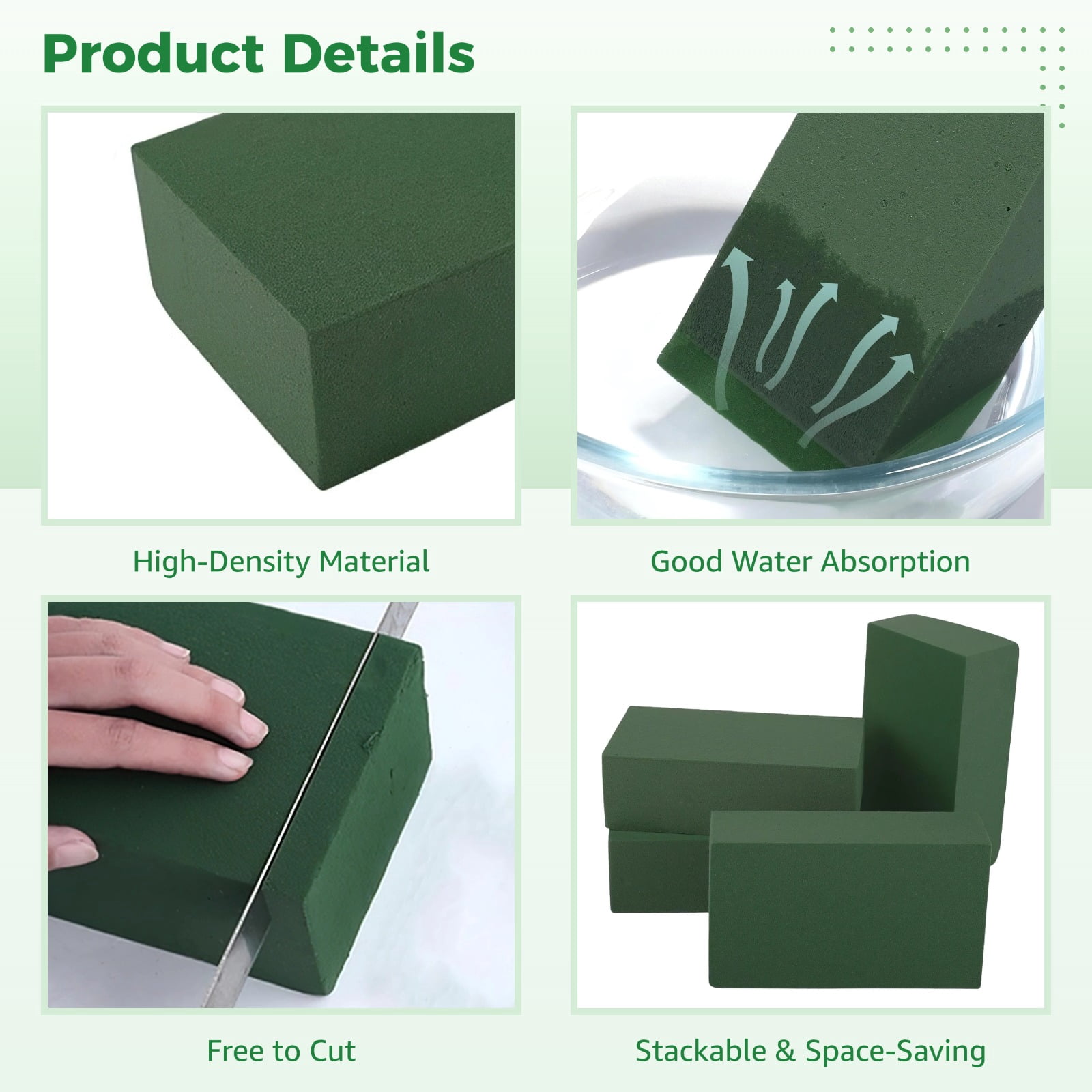 30 PCS Floral Foam Bricks - Wet & Dry Green Flower Arranging Foam for Fresh & Artificial Flowers, 5.5x3.1x1.8in Blocks for DIY Centerpieces, Crafts & Bouquets