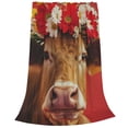 thumbnail image 2 of Honeii White And Red Daisy Cow Print Fleece Blanket - Throw Blanket for Bed, Sofa, Couch, Camping, and Travel , Microplush Ultra Soft Warm Blanket-40"x30", 2 of 7