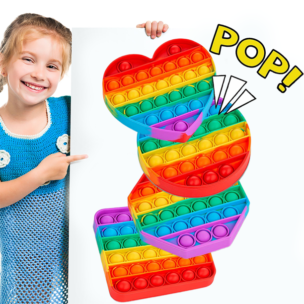 Pop Fidget Toys Sensory Rainbow Square Tie-Dye Octagon Popping Popper Poppop Figetget Autism Sensory Special Needs Stress Reliever Game Cool Things Gifts for Adults Teens 