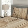 thumbnail image 2 of Ambesonne Valentines Day Quilted Coverlet 3 Pcs, Rustic Heart Planks, Queen Size, Tan, 2 of 4