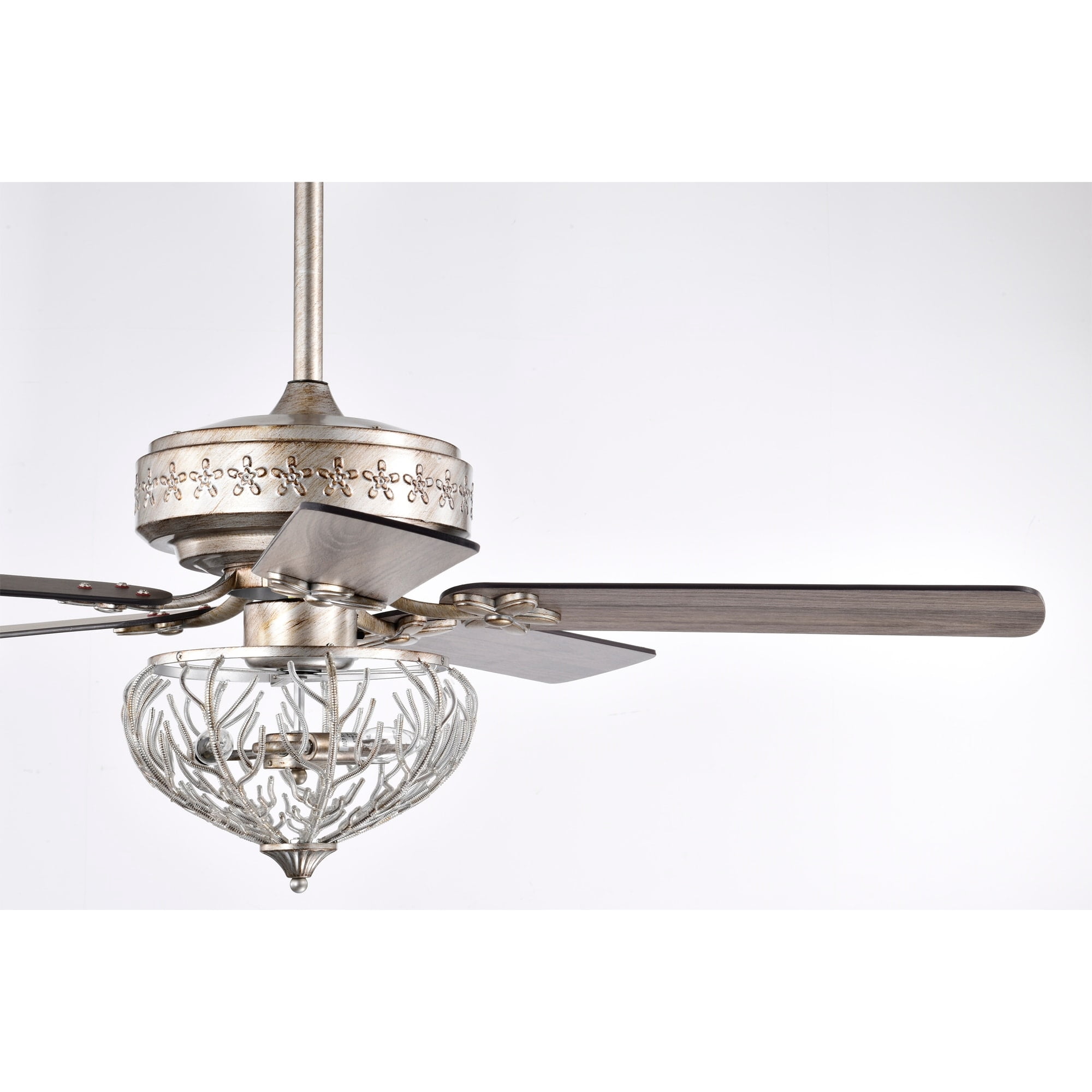 Warehouse of Tiffany Kannon 52 Inch Ceiling Fan Antique Silver Finish Shabby Chic Style with Remote