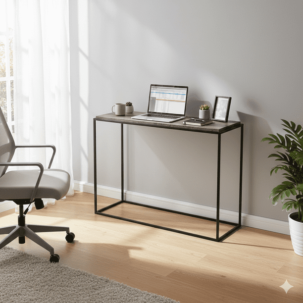 Mesa Recibidor Industrial Moderna con Cubierta MDF madera y Estructura Metálica | EKE
