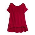 thumbnail image 6 of SHITINN Women Lady Linen Solid T-Shirt Casual Plain Loose Blouse Shirt Asymmetrical Tops Short Sleeve Tops for Women Womens Basic Tops Women's Tops, Tees & Blouses, 6 of 9
