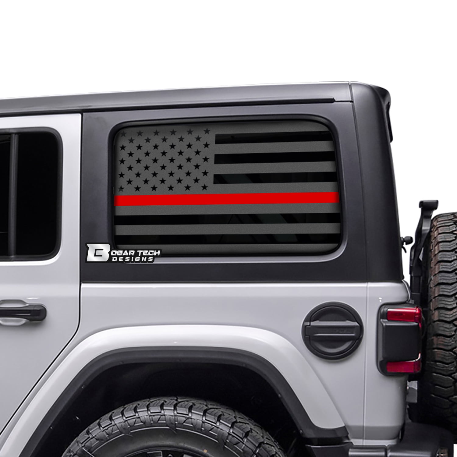 Jeep Wrangler TJ USA Flag Decals in Matte Black for side windows SH6 