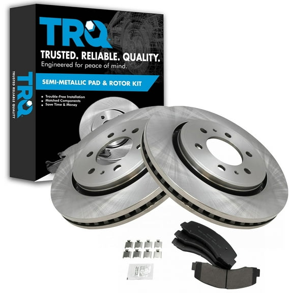 TRQ Front Brake Pad & Rotor Kit Brake Pads Brake Rotor Semi-Metallic Vented Fits Select 2018-2020 Ford Expedition F-150 Lincoln Navigator