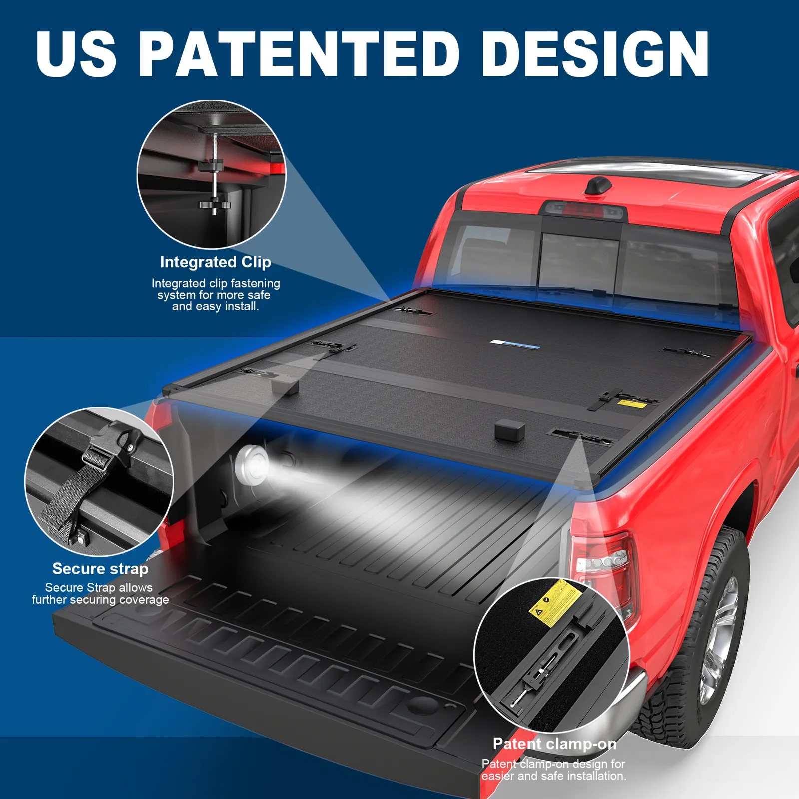 MOSTPLUS 6.5FT 3-Fold Hard Tonneau Cover for 2003-2026 Dodge Ram 1500 2500 3500 Truck Bed