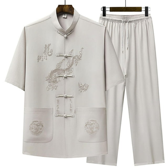 Tenues 2 Pcs pour Hommes, Ensemble Décontracté Régulier pour Hommes à la Mode Confortable Uni à Manches Courtes avec Col Rabattu, Cadeaux pour Hommes, P