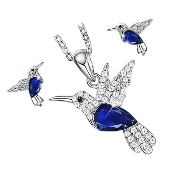 Fashionable Bird Theme Matching Necklace Earrings Adorned With Crystals Comfortable Alloy Jewelry Set Suitable For Various Outfits