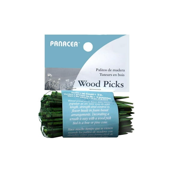 Panacea Wired Wood Pick Pkg 3" Green 90pc