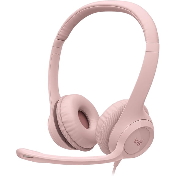 Logitech Over-Ear Wired Headset with Noise Cancelling Microphone, Pink (Refurbished)