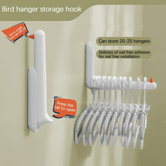 TopLLC Bird Hanger Storage Rack, Clothes Hanger Storage Balcony Finishing Multi-functional Home Telescopic Wall Dormitory Hanging Clothes Hanger Storage Rack