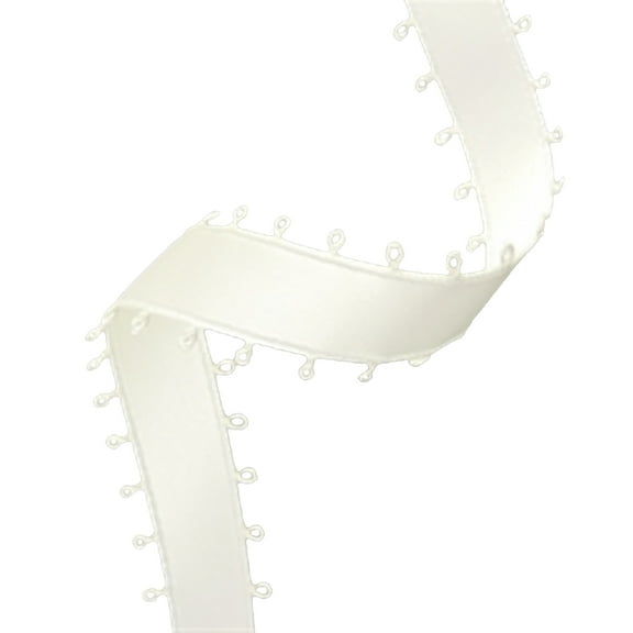 3/8" Double Face Satin Picot Ribbon Feather Edge 50 Yds - White