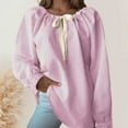thumbnail image 2 of Women's Striped Chiffon Shirts Boat Neck Long Sleeve Dressy Business Casual Work Blouses with Bow Tie Fall Fashion Tops, 2 of 5