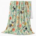 thumbnail image 2 of Whimsical Dog Floral Illustration, Playful Pet Portrait Pattern, Warm Flannel Blanket for Living Room and Bedroom, Dog Lovers Just Because Gift, Pet Lover Home Decor, 2 of 9